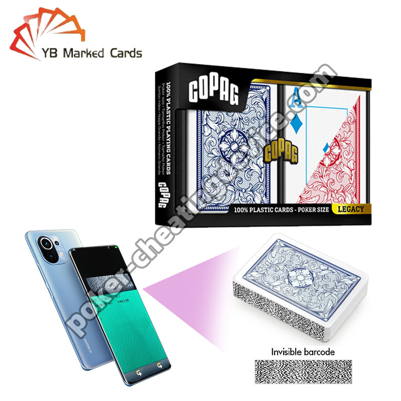 Copag Legacy 4 χρώματα 100% πλαστικό κώδικα γραμμών Cheat Decks μπλε / κόκκινο διπλό κατάστρωμα