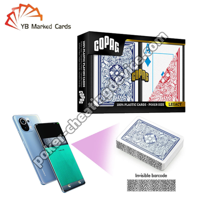 Copag Legacy 4 χρώματα 100% πλαστικό κώδικα γραμμών Cheat Decks μπλε / κόκκινο διπλό κατάστρωμα